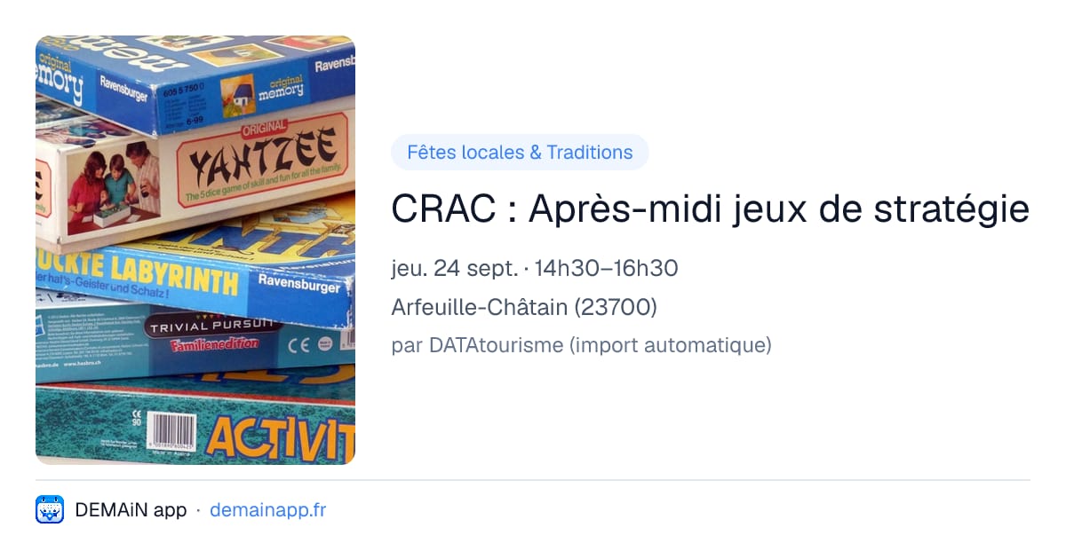 CRAC : Après-midi jeux de stratégie — Arfeuille-Châtain