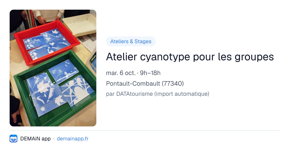 Atelier cyanotype pour les groupes — Pontault-Combault