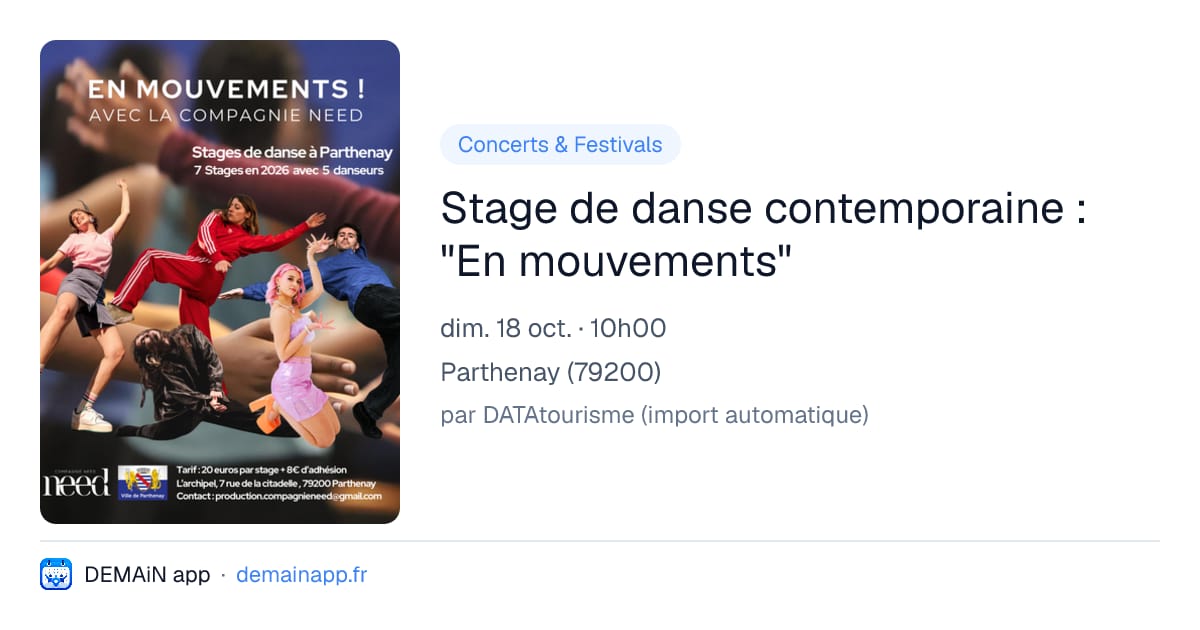 Stage de danse contemporaine : "En mouvements" — Parthenay