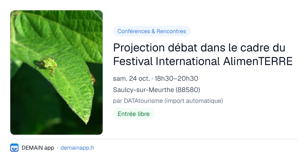 Projection débat dans le cadre du Festival International AlimenTERRE — Saulcy-sur-Meurthe