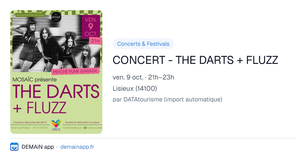 CONCERT - THE DARTS + FLUZZ — Lisieux