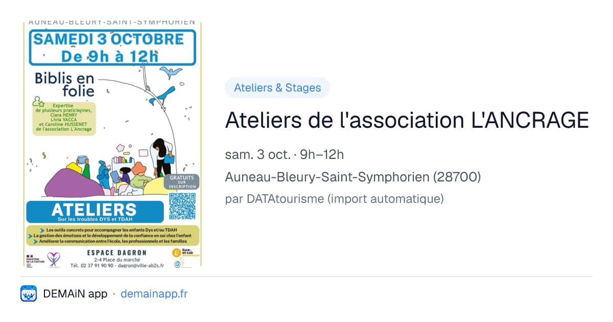 Ateliers de l'association L'ANCRAGE — Auneau-Bleury-Saint-Symphorien