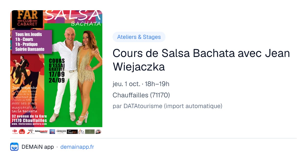 Cours de Salsa Bachata avec Jean Wiejaczka — Chauffailles