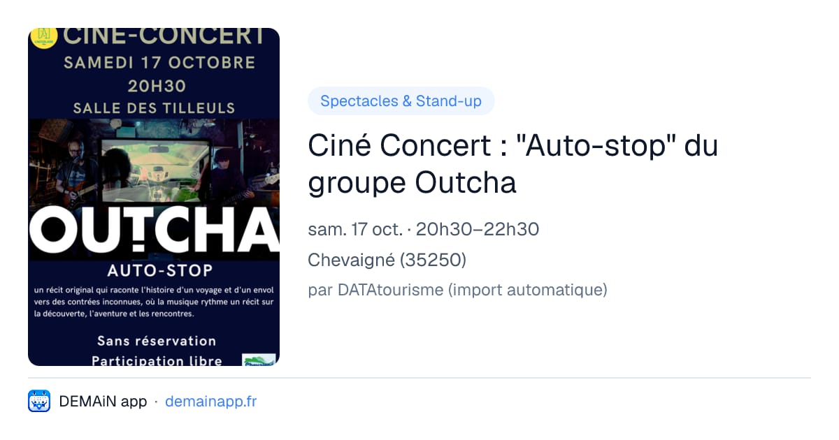 Ciné Concert : "Auto-stop" du groupe Outcha — Chevaigné
