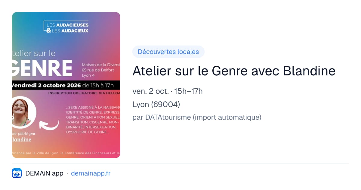 Atelier sur le Genre avec Blandine — Lyon