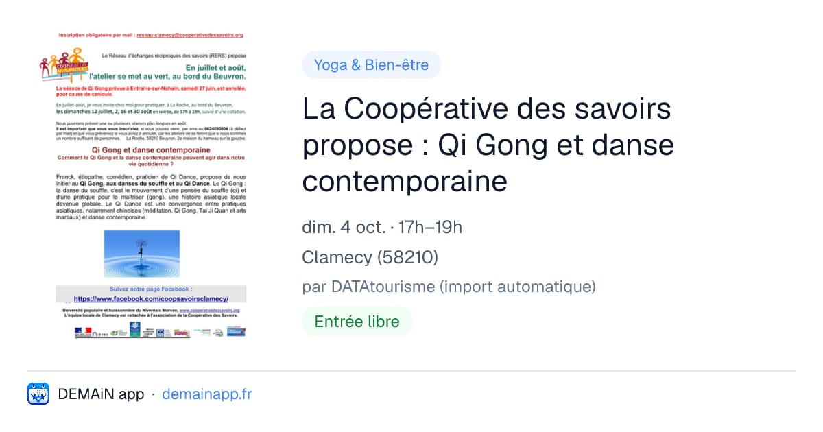 La Coopérative des savoirs propose : Qi Gong et danse contemporaine — Clamecy
