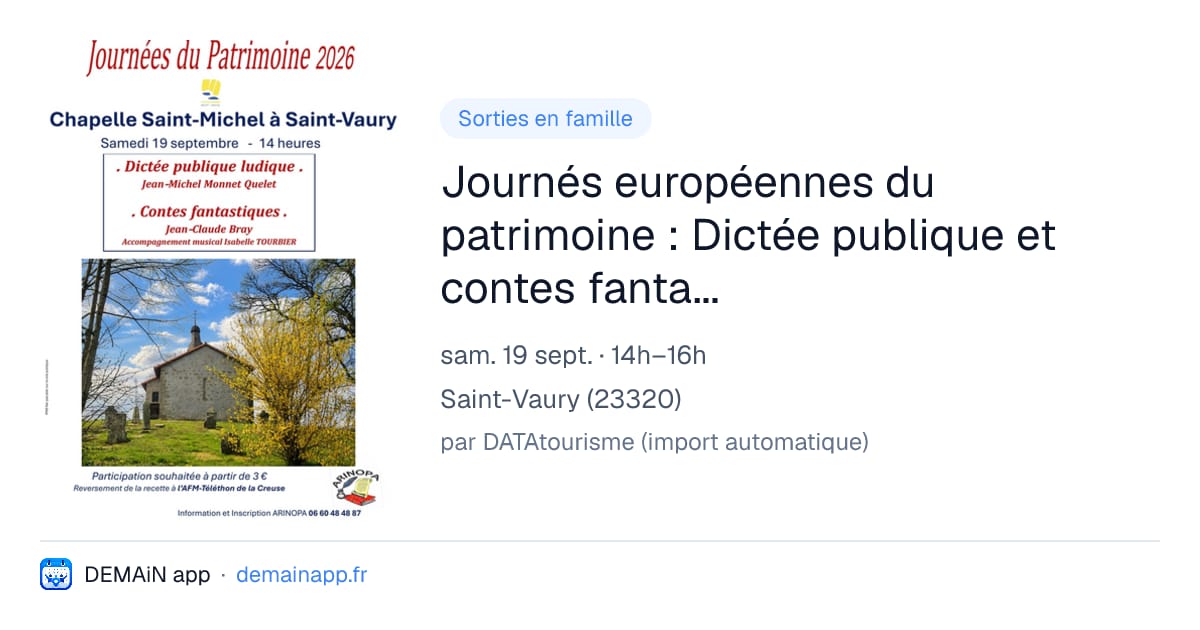 Journés européennes du patrimoine : Dictée publique et contes fantastiques — Saint-Vaury