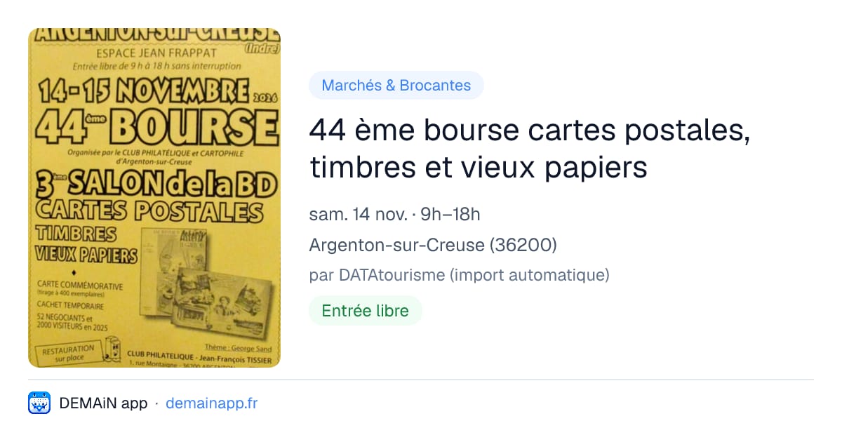 44 ème bourse cartes postales, timbres et vieux papiers — Argenton-sur-Creuse