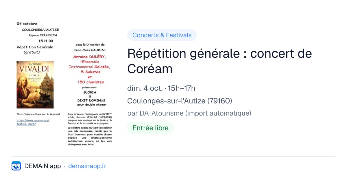 Répétition générale : concert de Coréam — Coulonges-sur-l'Autize