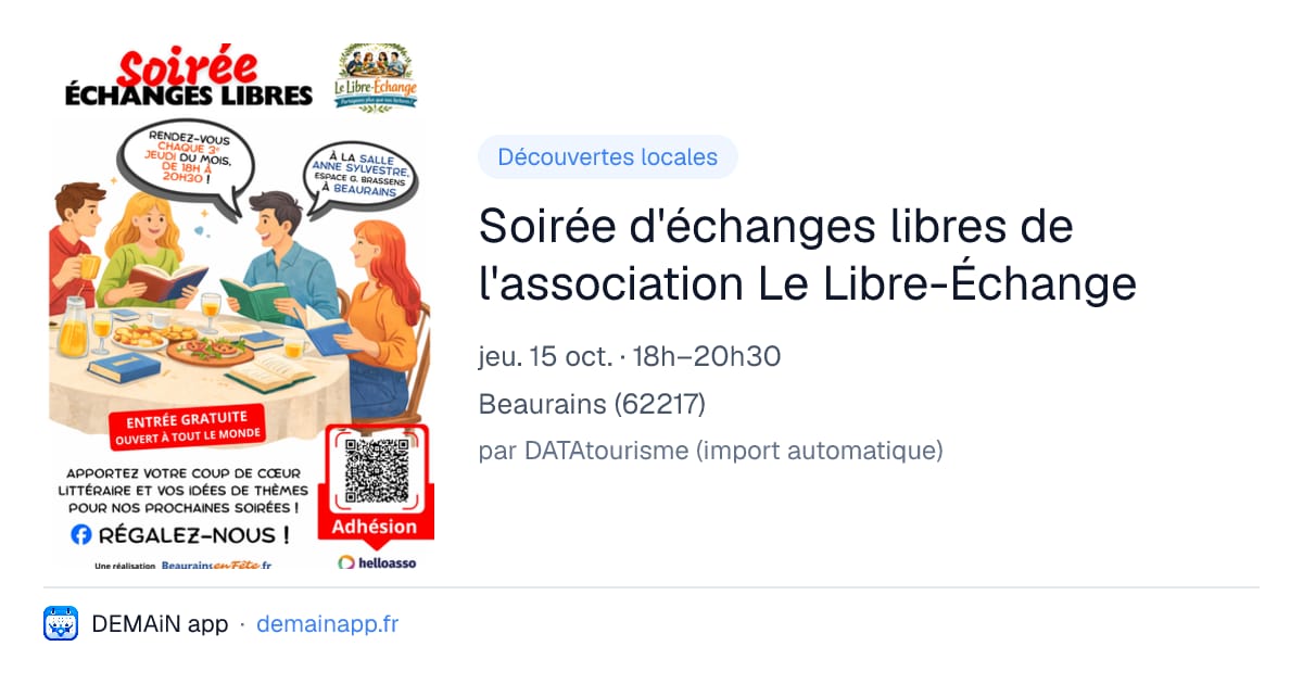 Soirée d'échanges libres de l'association Le Libre-Échange — Beaurains