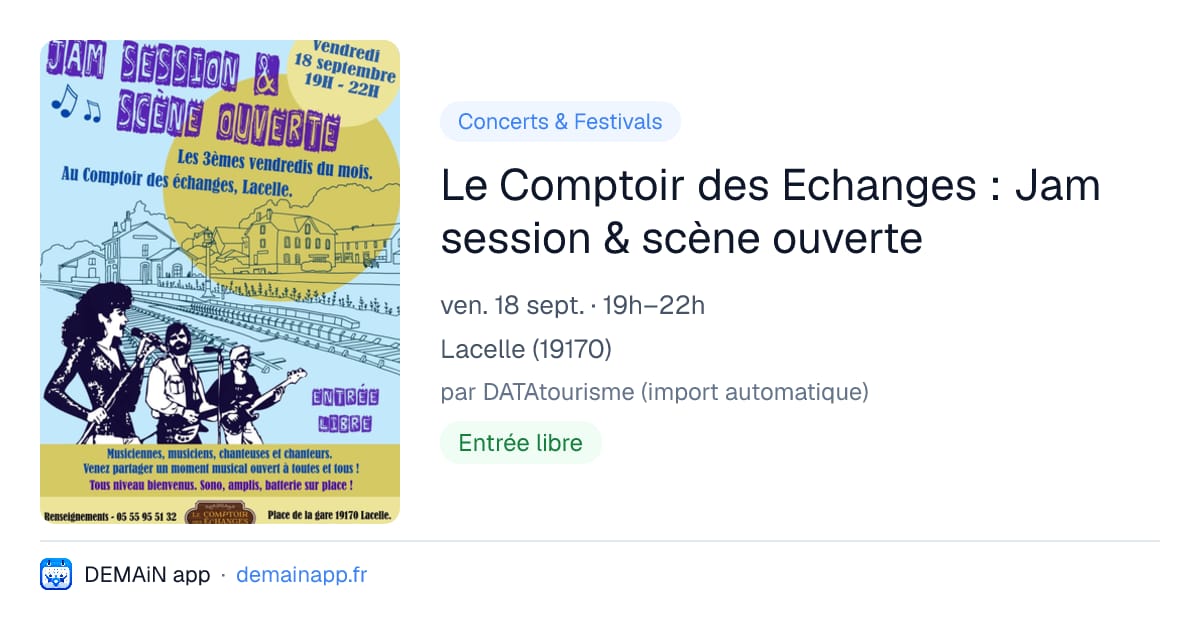 Le Comptoir des Echanges : Jam session & scène ouverte — Lacelle