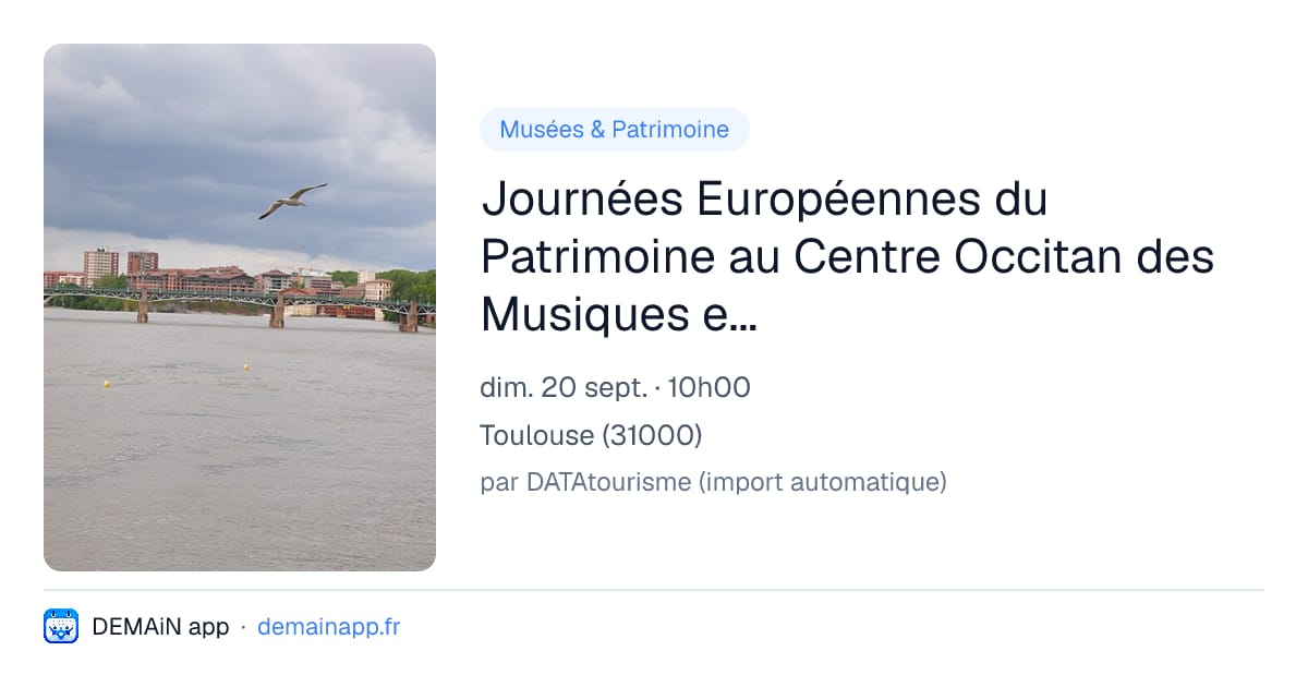 Journées Européennes du Patrimoine au Centre Occitan des Musiques et Danses Traditionnelles — Toulouse