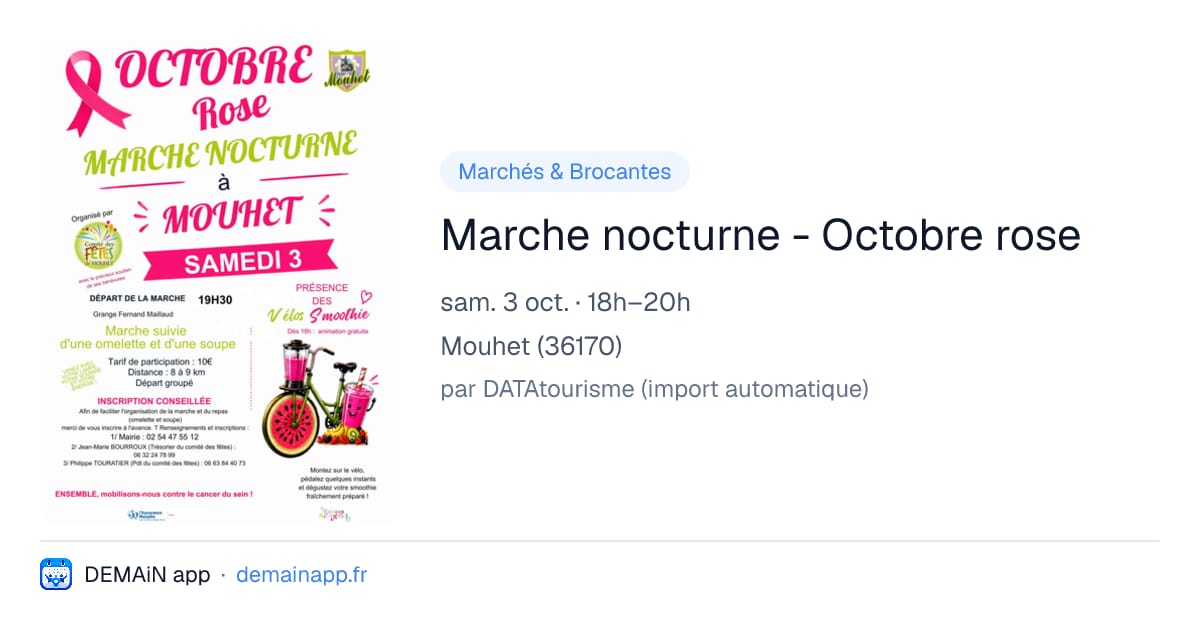 Marche nocturne - Octobre rose — Mouhet
