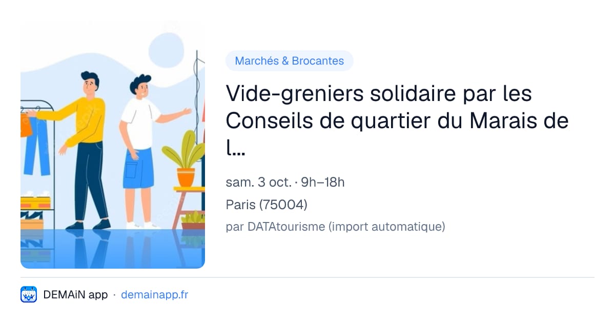 Vide-greniers solidaire par les Conseils de quartier du Marais de la Mairie Paris Centre édition 2026 — Paris