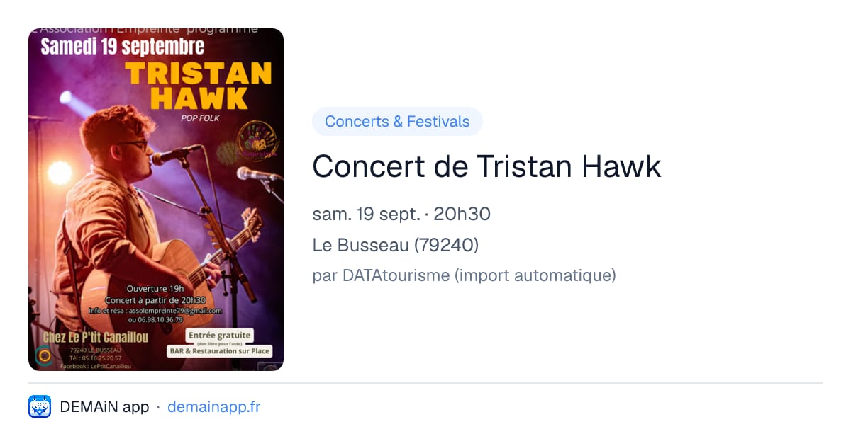Concert de Tristan Hawk — Le Busseau
