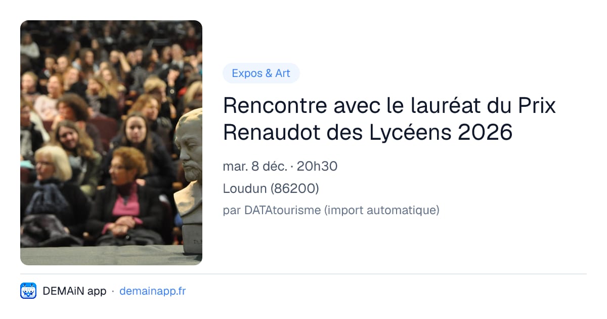 Rencontre avec le lauréat du Prix Renaudot des Lycéens 2026 — Loudun