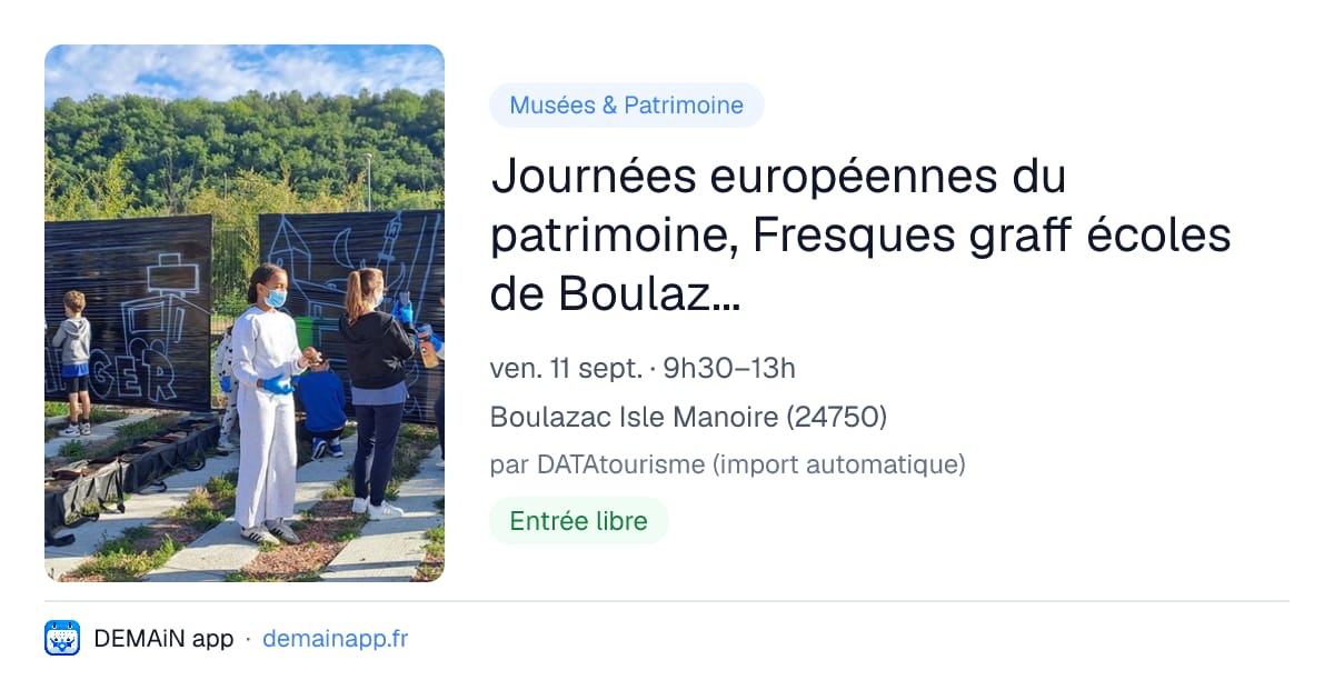 Journées européennes du patrimoine, Fresques graff écoles de Boulazac Isle Manoire — Boulazac Isle Manoire