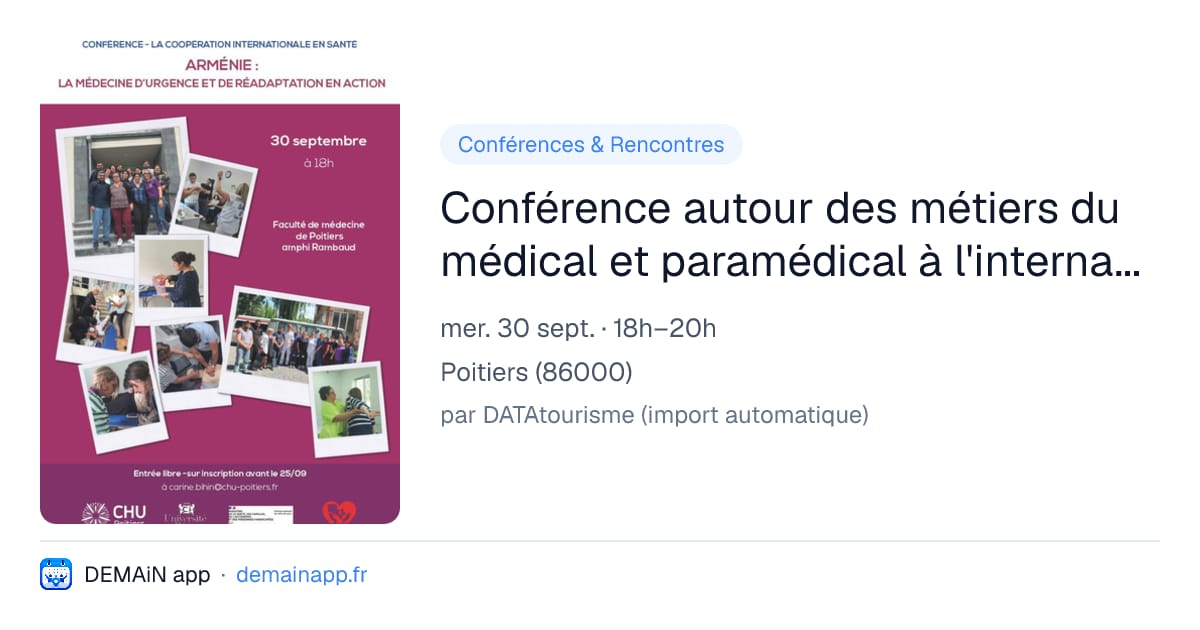 Conférence autour des métiers du médical et paramédical à l'international — Poitiers