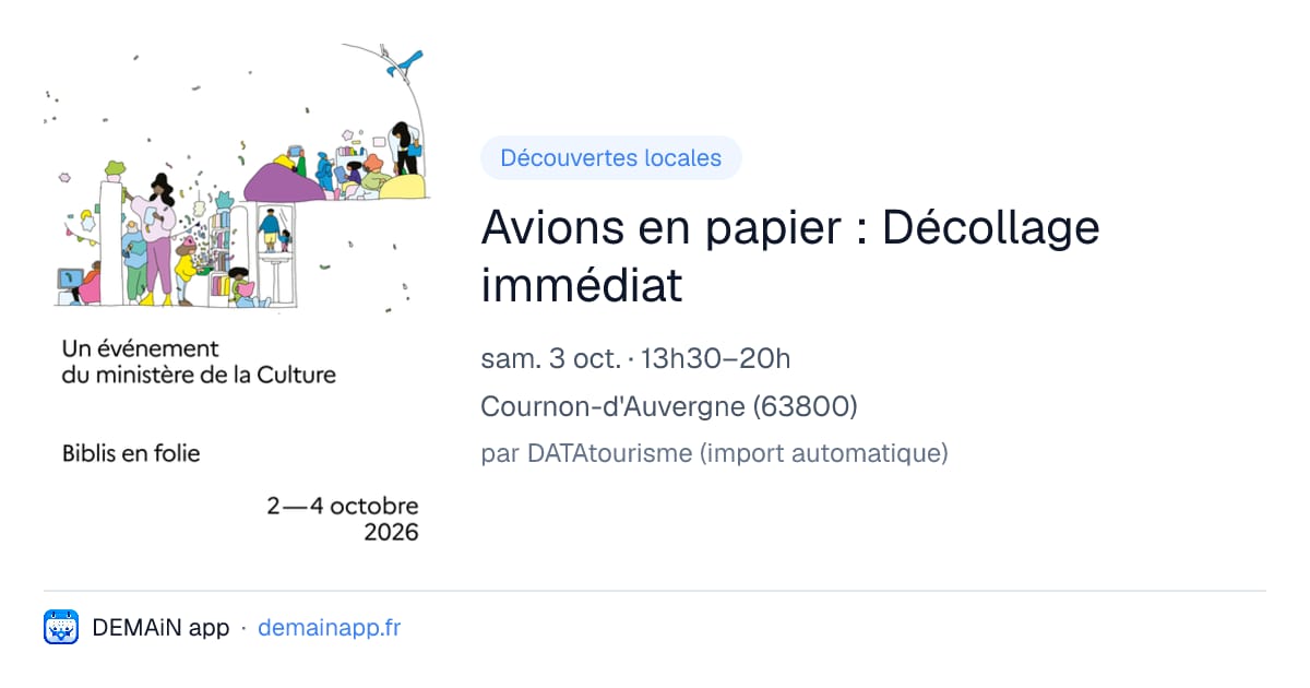 Avions en papier : Décollage immédiat — Cournon-d'Auvergne
