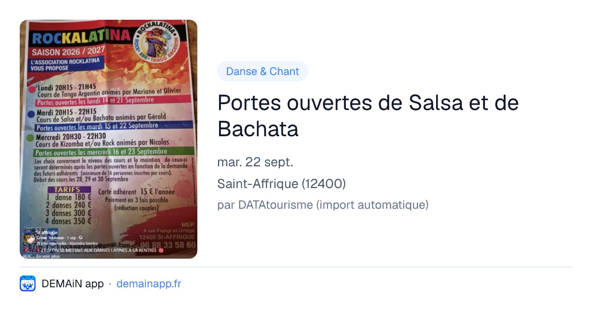 Portes ouvertes de Salsa et de Bachata — Saint-Affrique