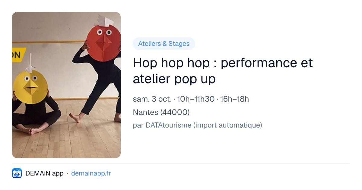 Hop hop hop : performance et atelier pop up — Nantes