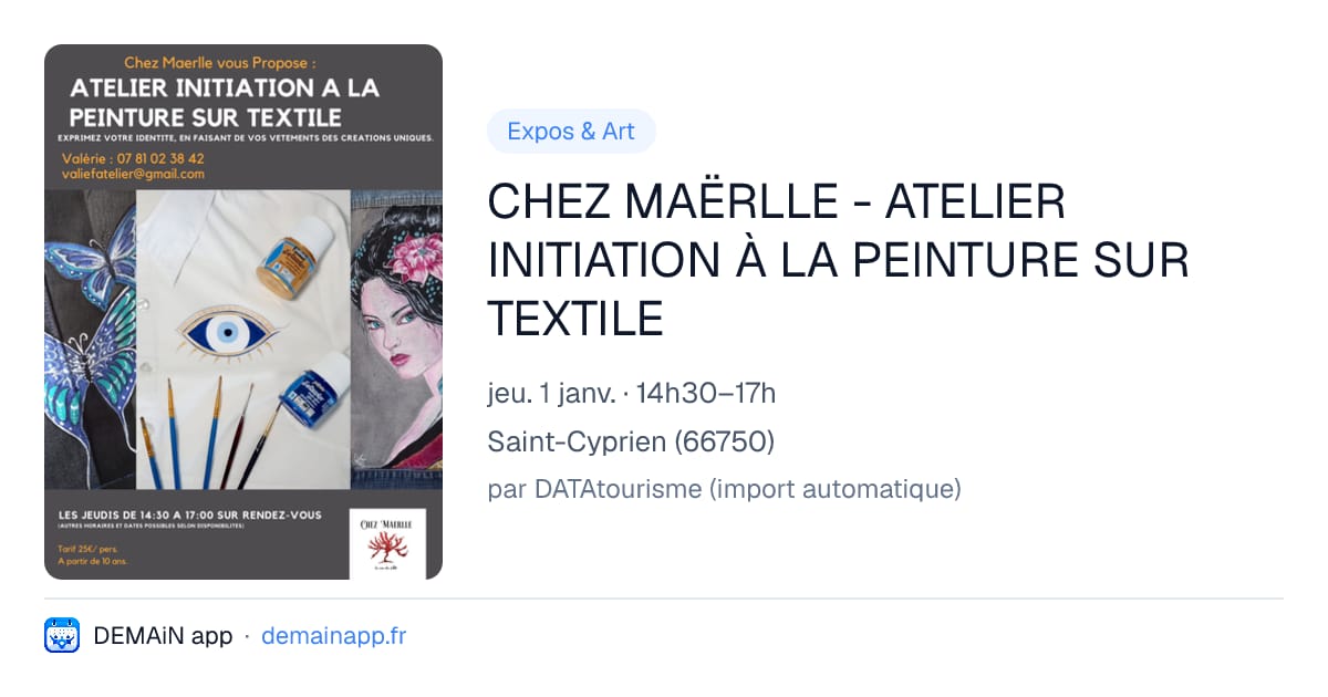 CHEZ MAËRLLE - ATELIER INITIATION À LA PEINTURE SUR TEXTILE — Saint-Cyprien