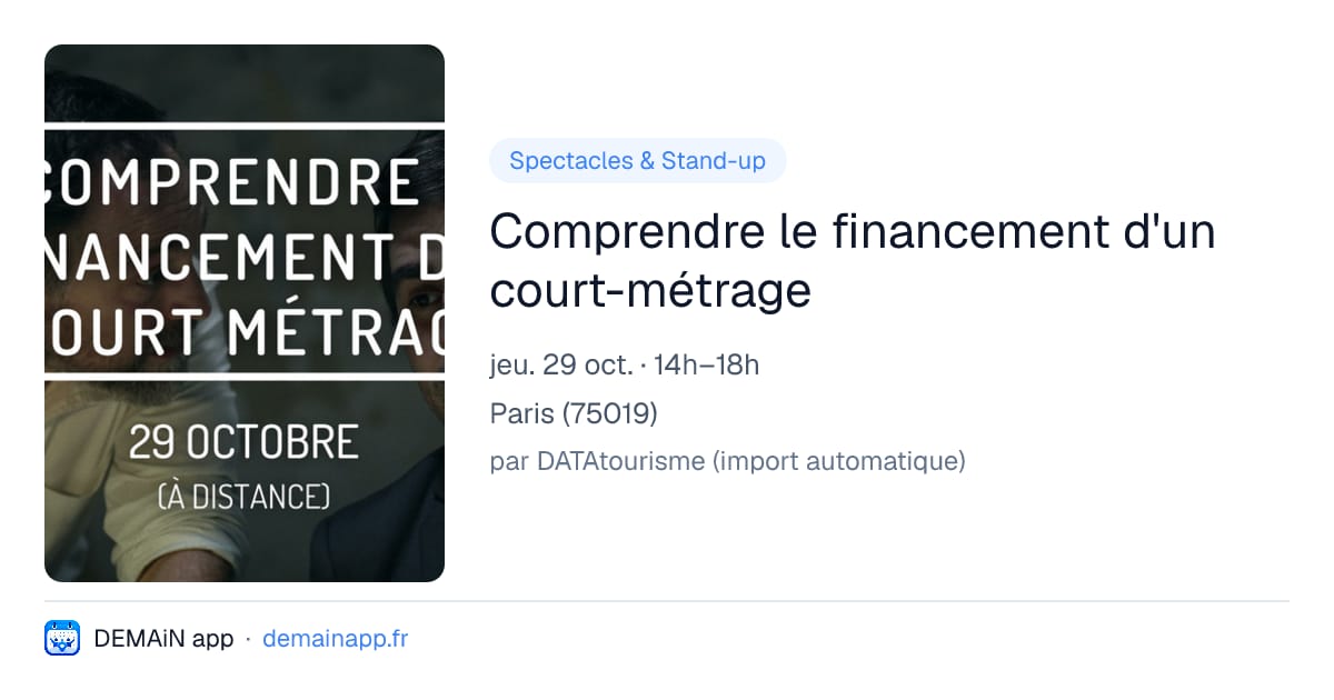 Comprendre le financement d'un court-métrage — Paris