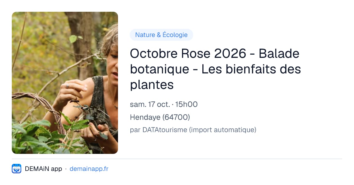 Octobre Rose 2026 - Balade botanique - Les bienfaits des plantes — Hendaye