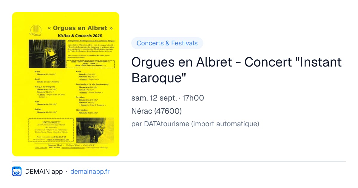 Orgues en Albret - Concert "Instant Baroque" — Nérac