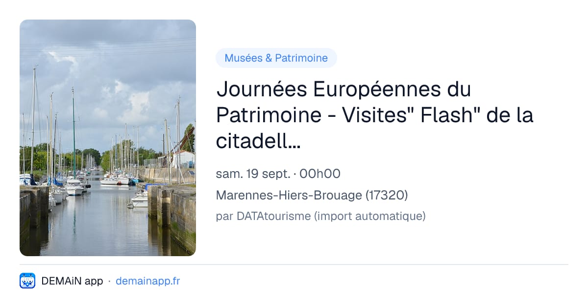 Journées Européennes du Patrimoine - Visites" Flash" de la citadelle de Brouage — Marennes-Hiers-Brouage