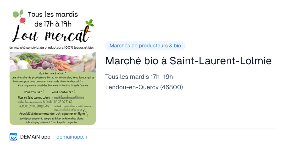 Marché bio à Saint-Laurent-Lolmie — Lendou-en-Quercy