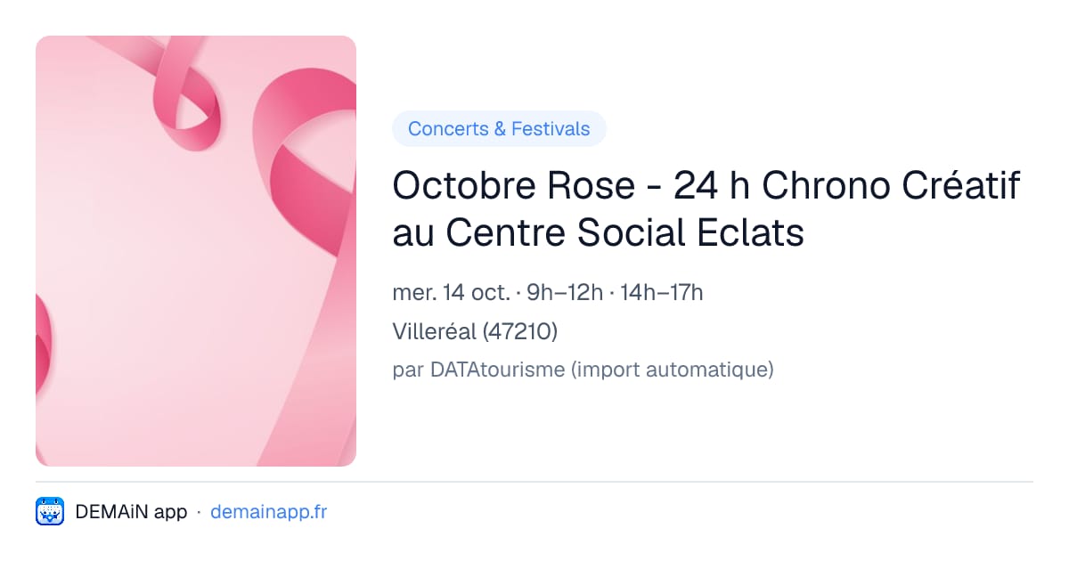 Octobre Rose - 24 h Chrono Créatif au Centre Social Eclats — Villeréal