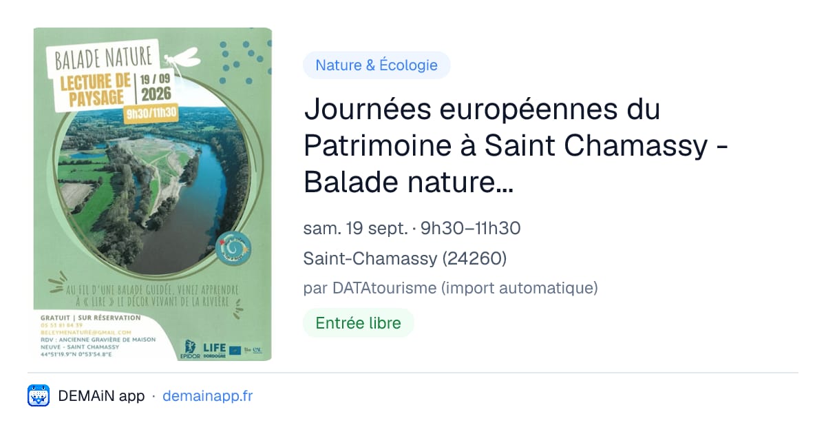 Journées européennes du Patrimoine à Saint Chamassy - Balade nature, lecture de paysage — Saint-Chamassy