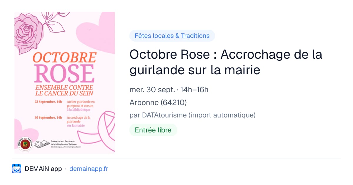 Octobre Rose : Accrochage de la guirlande sur la mairie — Arbonne