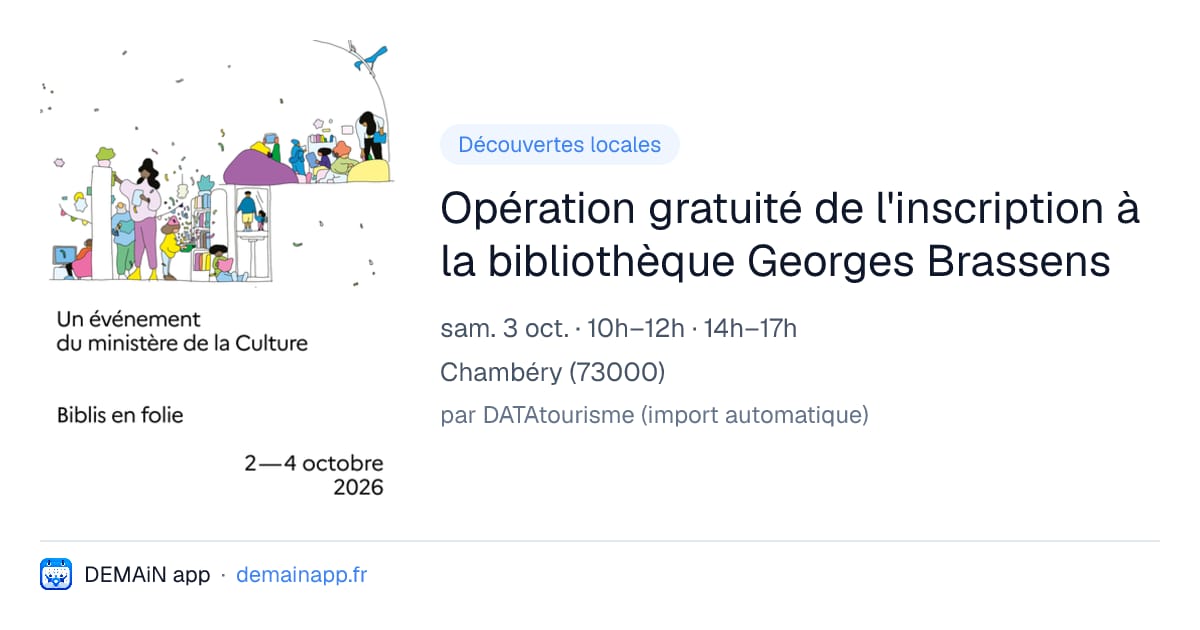 Opération gratuité de l'inscription à la bibliothèque Georges Brassens — Chambéry