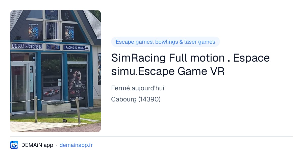 SimRacing Full motion . Espace simu.Escape Game VR — Cabourg