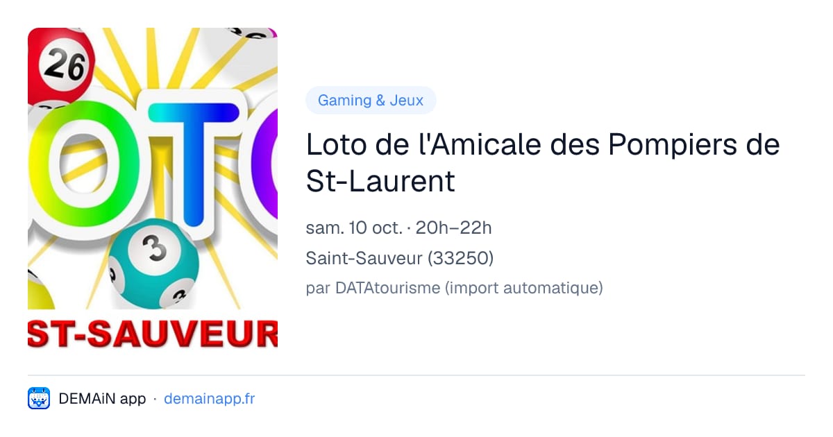 Loto de l'Amicale des Pompiers de St-Laurent — Saint-Sauveur