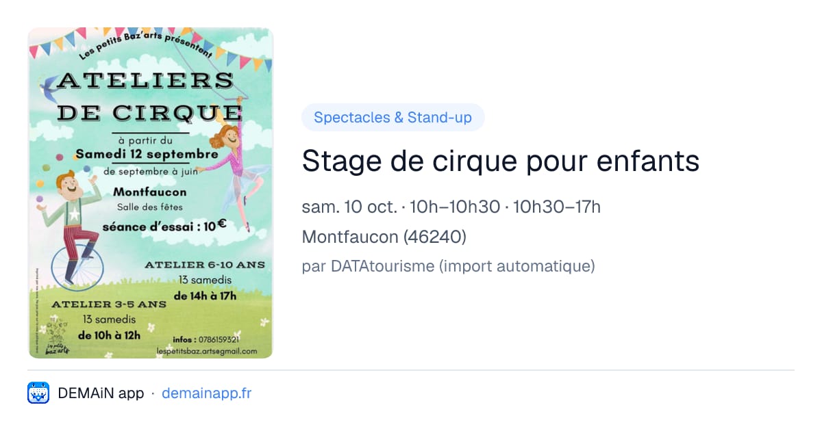Stage de cirque pour enfants — Montfaucon