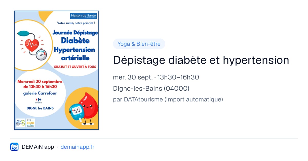 Dépistage diabète et hypertension — Digne-les-Bains