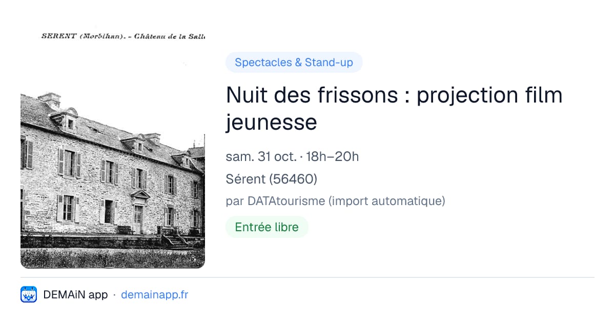 Nuit des frissons : projection film jeunesse — Sérent