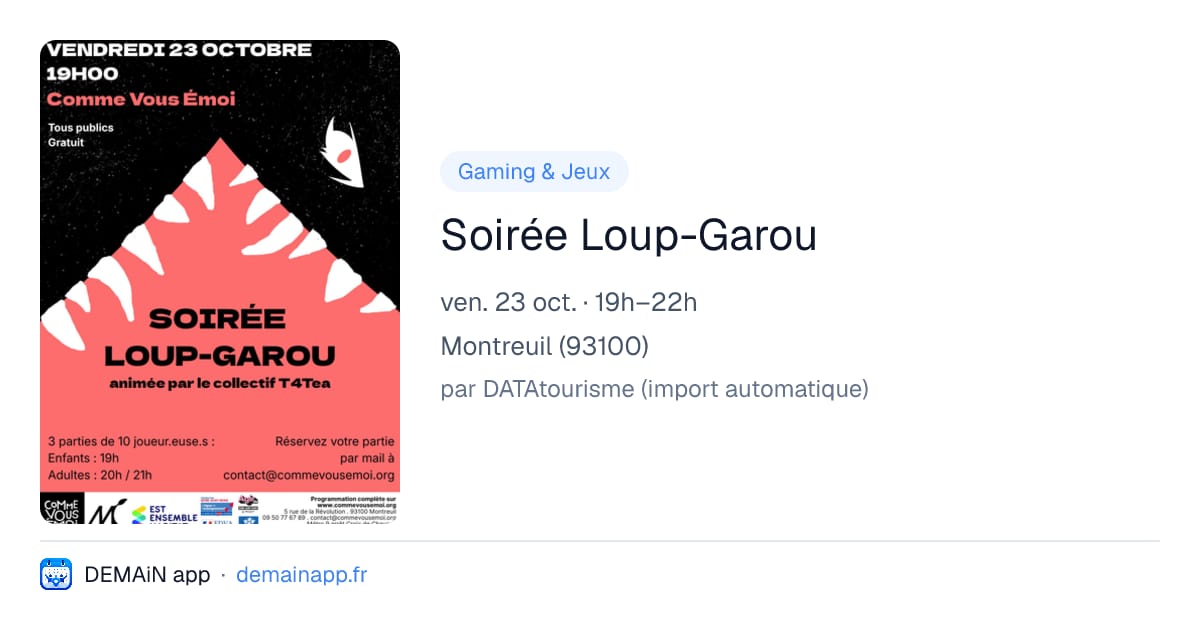 Soirée Loup-Garou — Montreuil