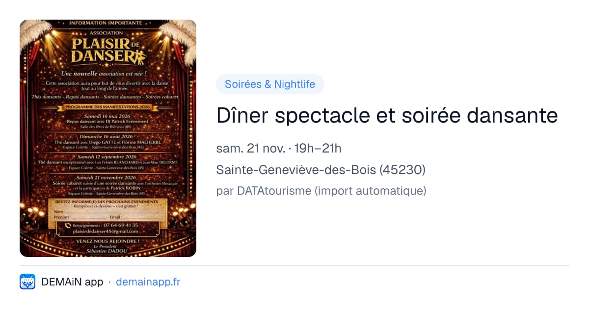 Dîner spectacle et soirée dansante — Sainte-Geneviève-des-Bois