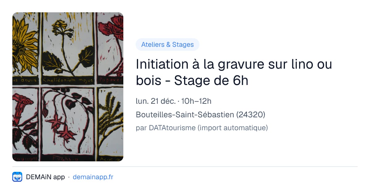 Initiation à la gravure sur lino ou bois - Stage de 6h — Bouteilles-Saint-Sébastien