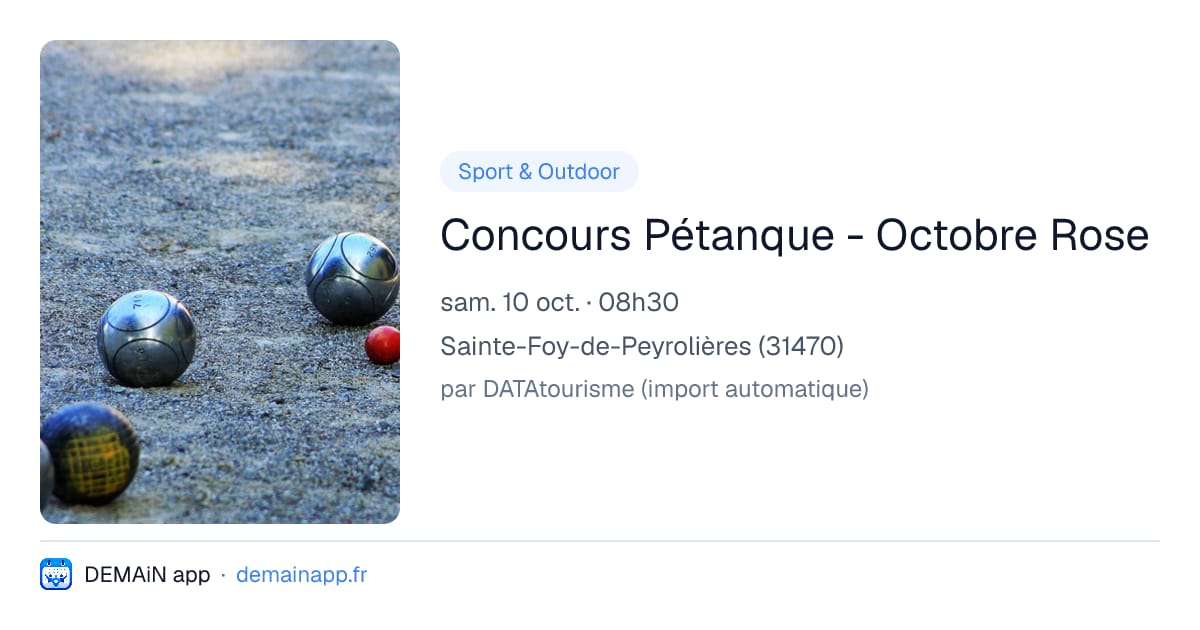 Concours Pétanque - Octobre Rose — Sainte-Foy-de-Peyrolières