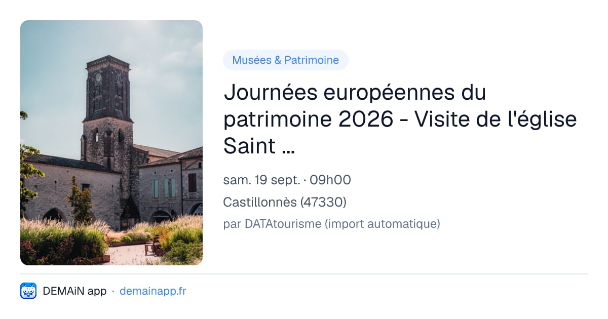 Journées européennes du patrimoine 2026 - Visite de l'église Saint Pierre de Castillonnès — Castillonnès