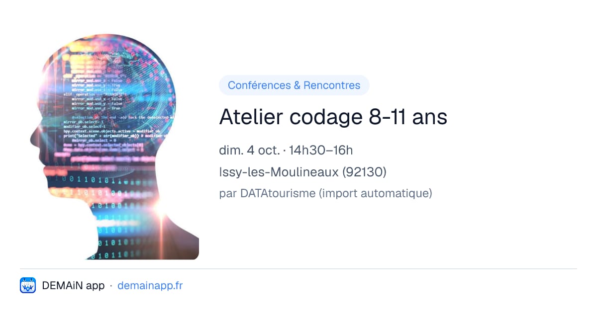 Atelier codage 8-11 ans — Issy-les-Moulineaux