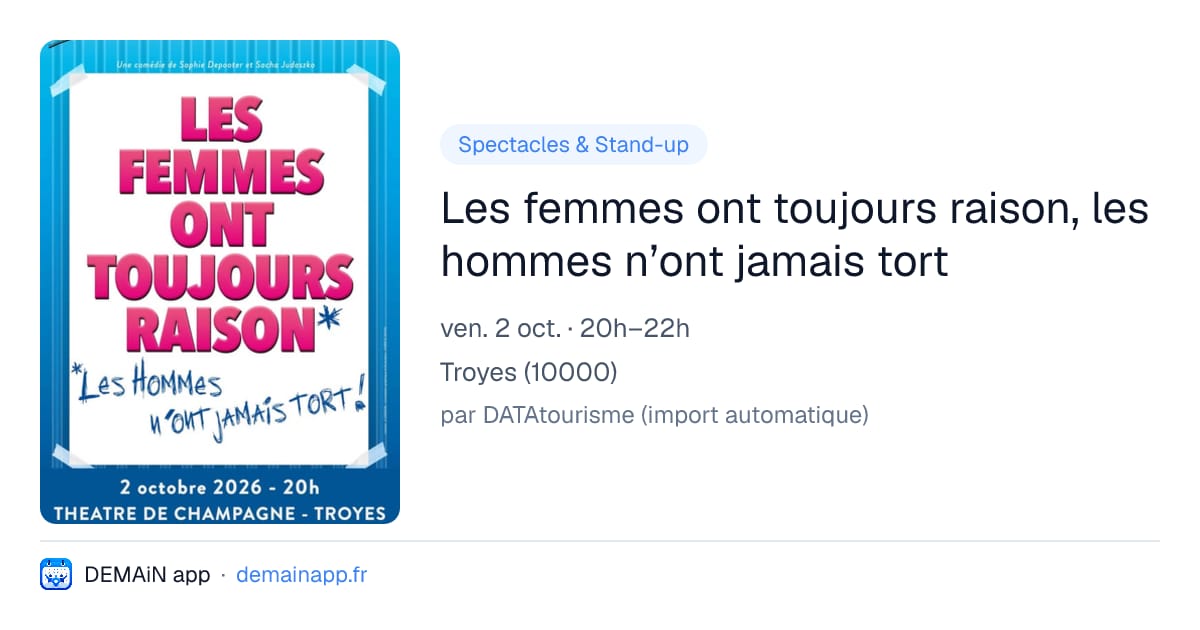 Les femmes ont toujours raison, les hommes n’ont jamais tort — Troyes