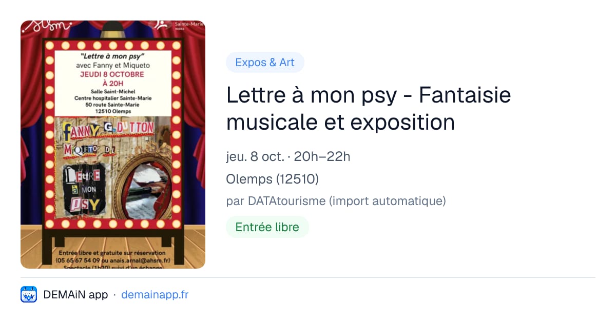 Lettre à mon psy - Fantaisie musicale et exposition — Olemps