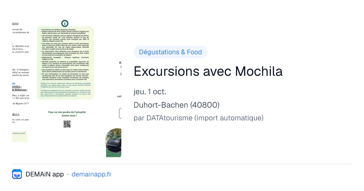 Excursions avec Mochila — Duhort-Bachen