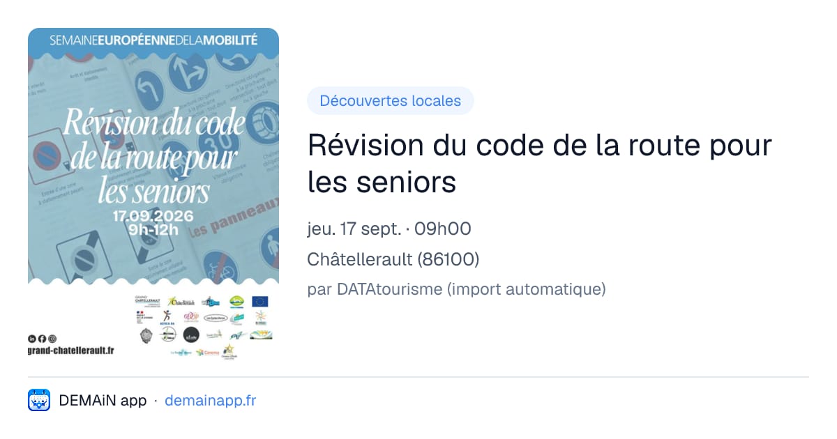 Révision du code de la route pour les seniors — Châtellerault